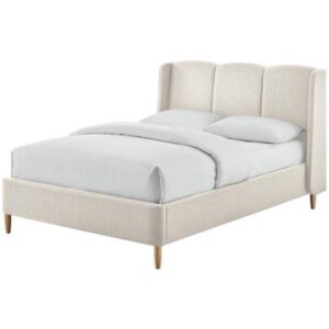 Light Dark Cream Bedframe with Stands